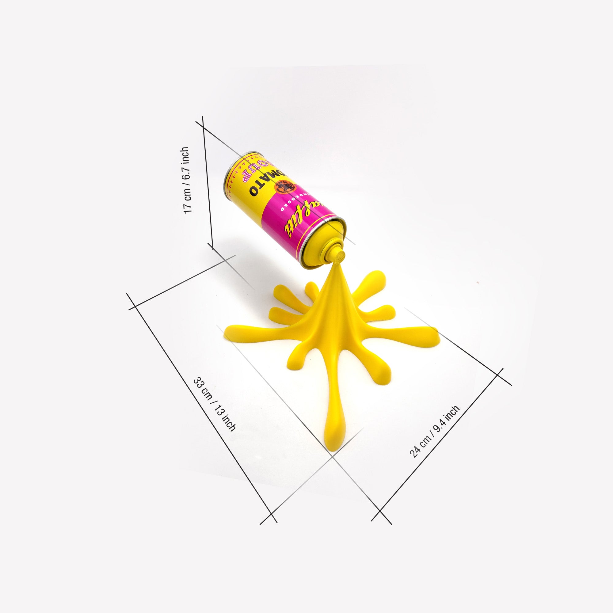 Yellow Warhol Tomato Soup Can Splash Graffiti Sculpture