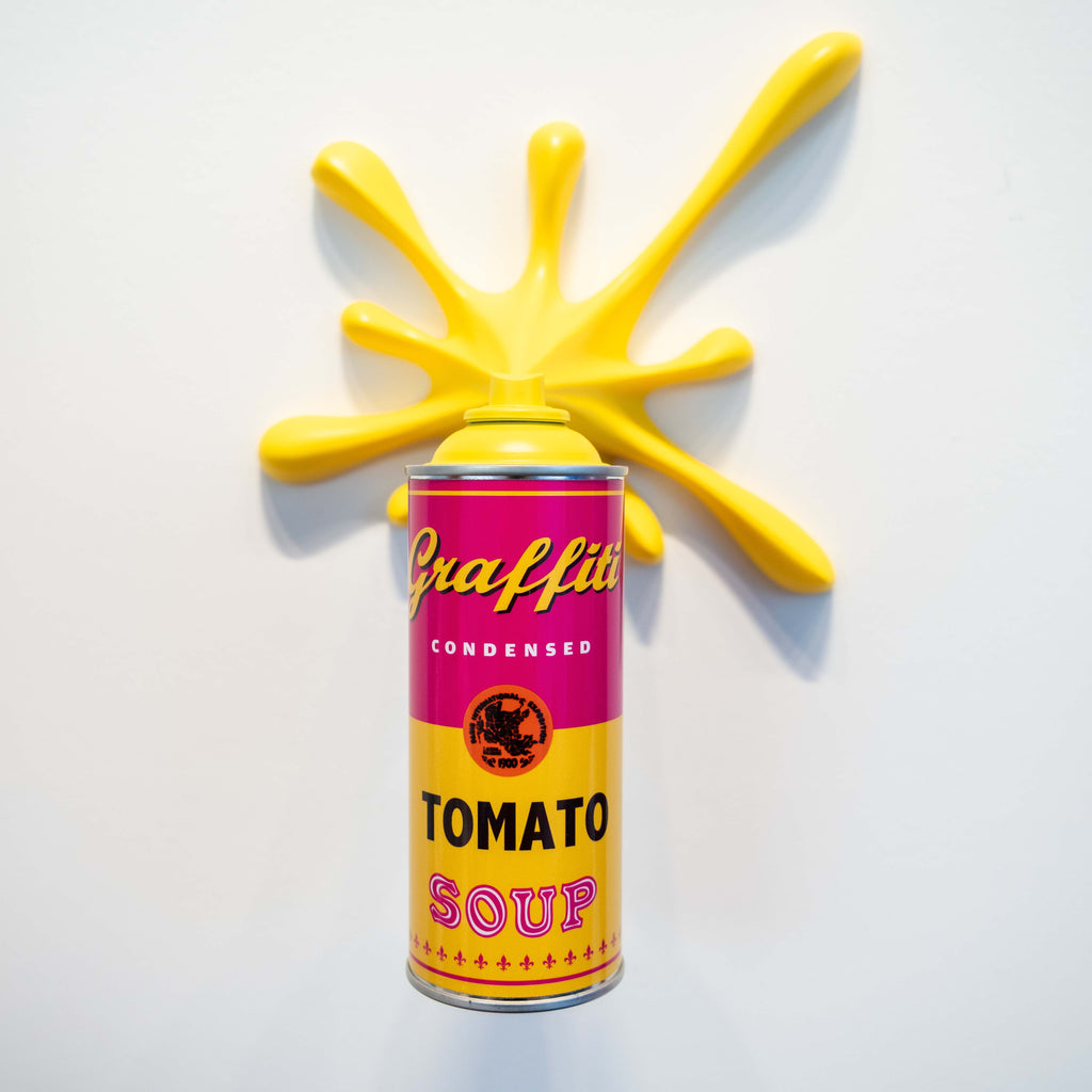 Yellow Splash-It Graffiti Spray Can Wall Sculpture