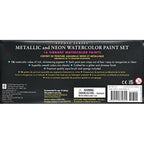 Studio Series Metallic & Neon Watercolor Paint Set (Set of 18 Colors)