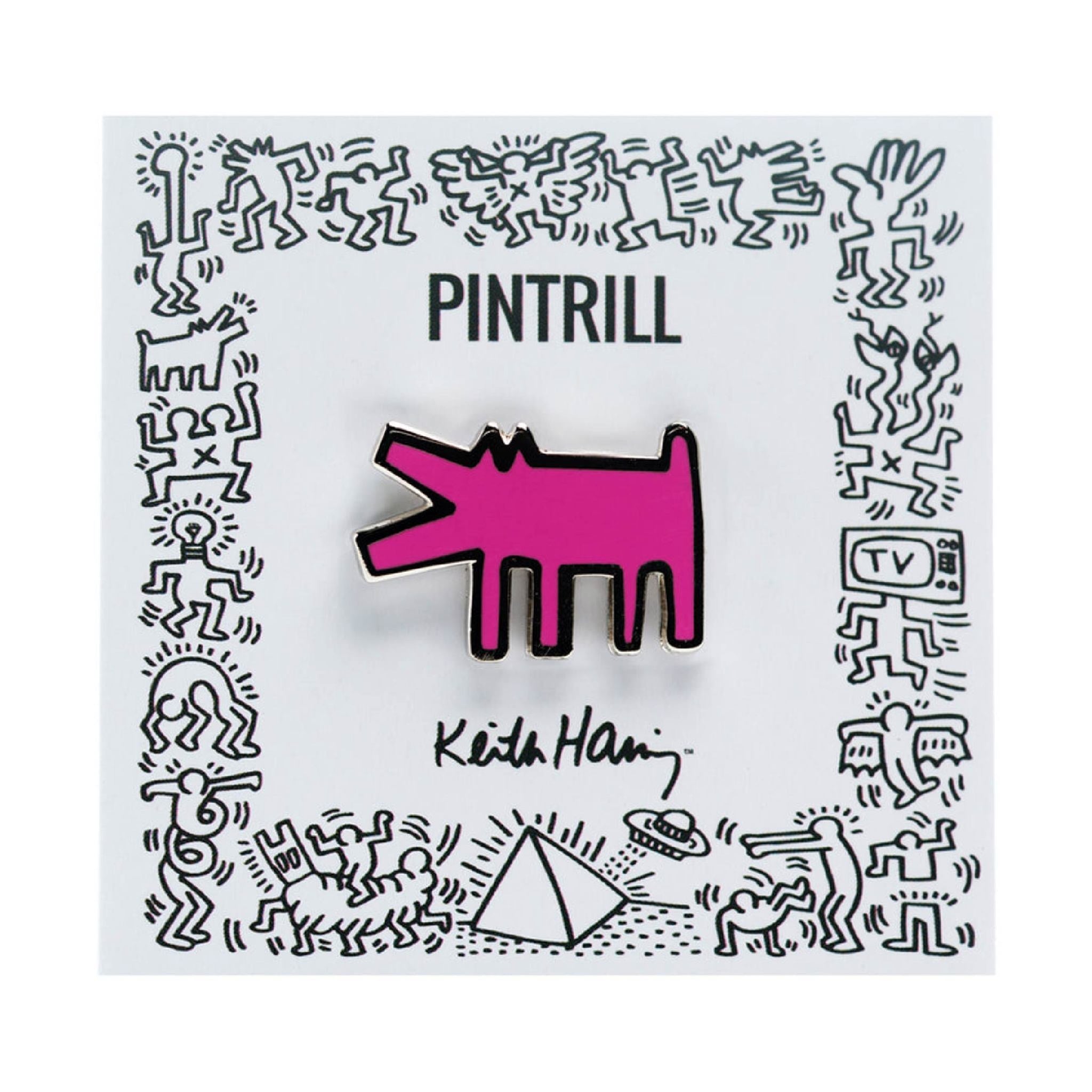 Keith Haring BARKING DOG Pink Pin Secondary image