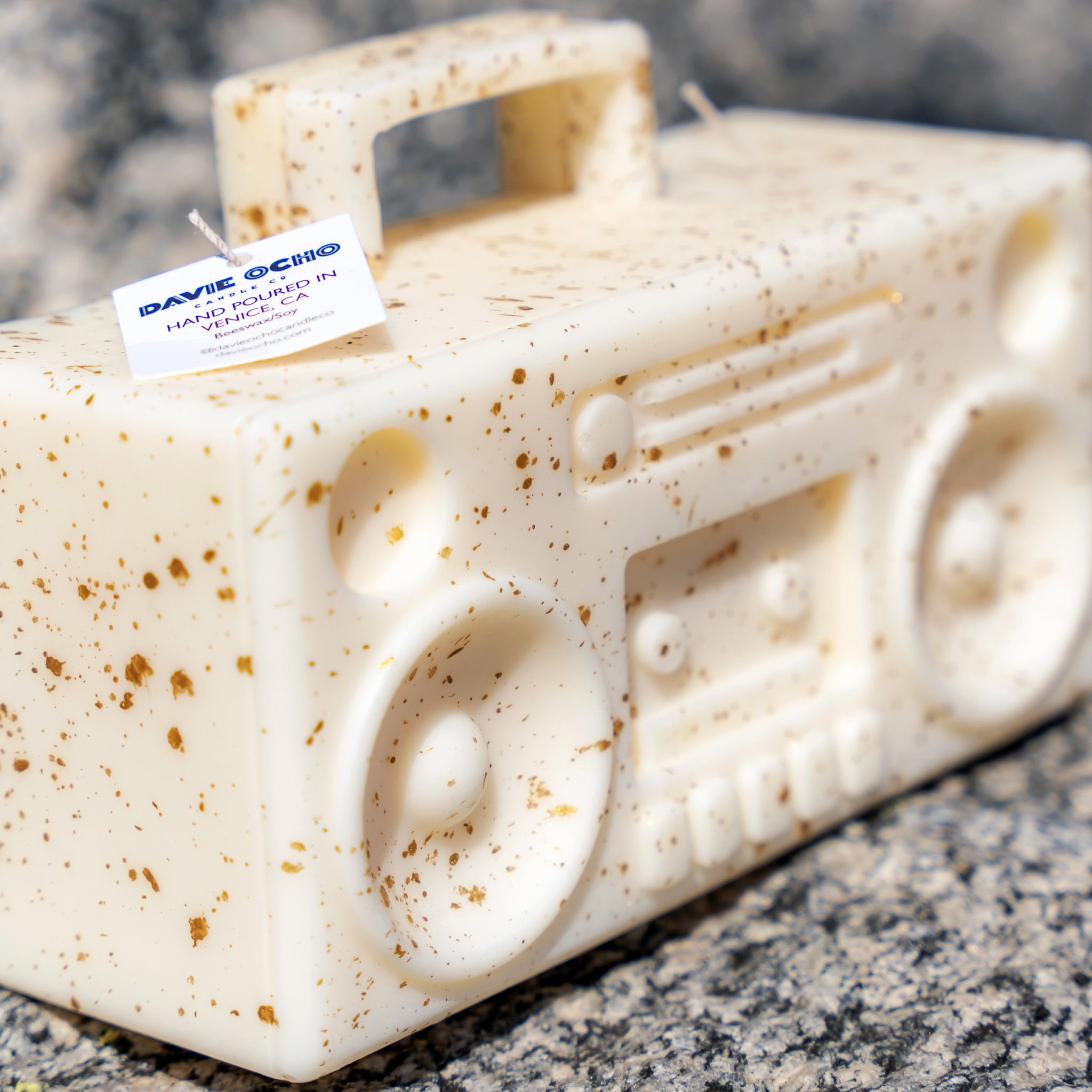 Boom Box White & Gold Candle - Wynwood Walls Shop