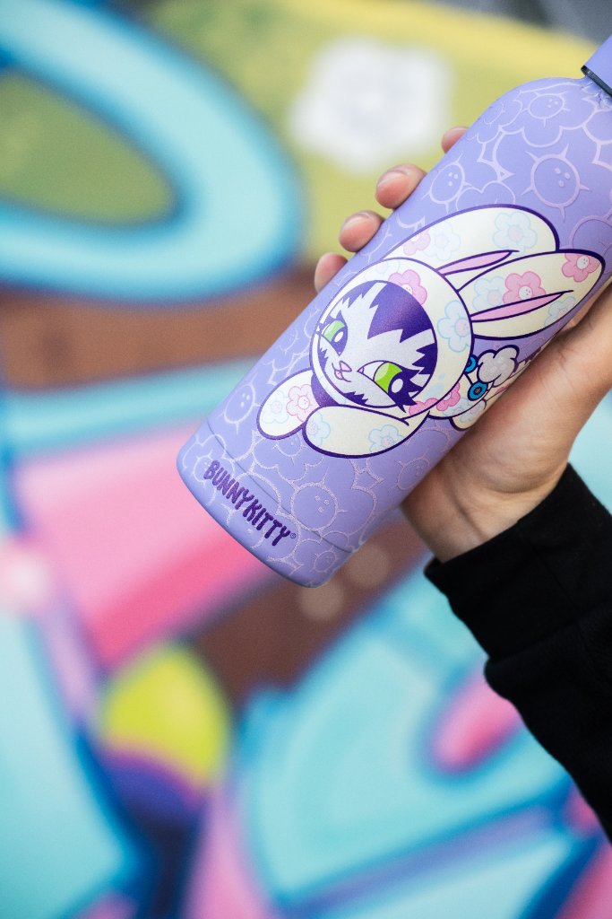 BunnyKitty LEAP Purple Water Bottle 500mL Secondary image