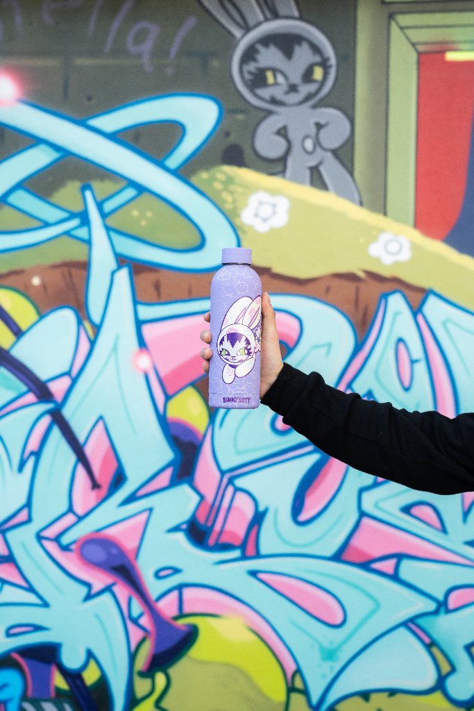 Bunny Kitty LEAP Purple Water Bottle 500mL - Image 4