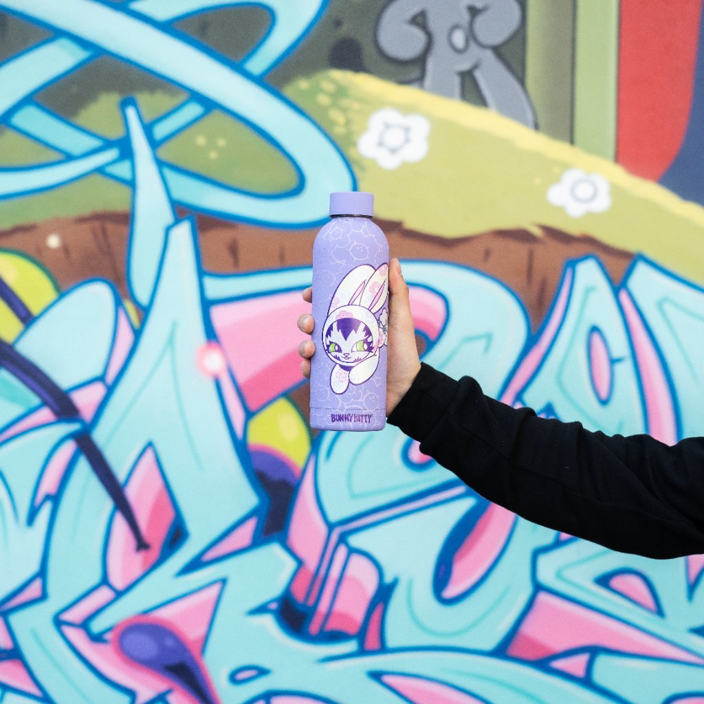 Bunny Kitty LEAP Purple Water Bottle 500mL - Image 9