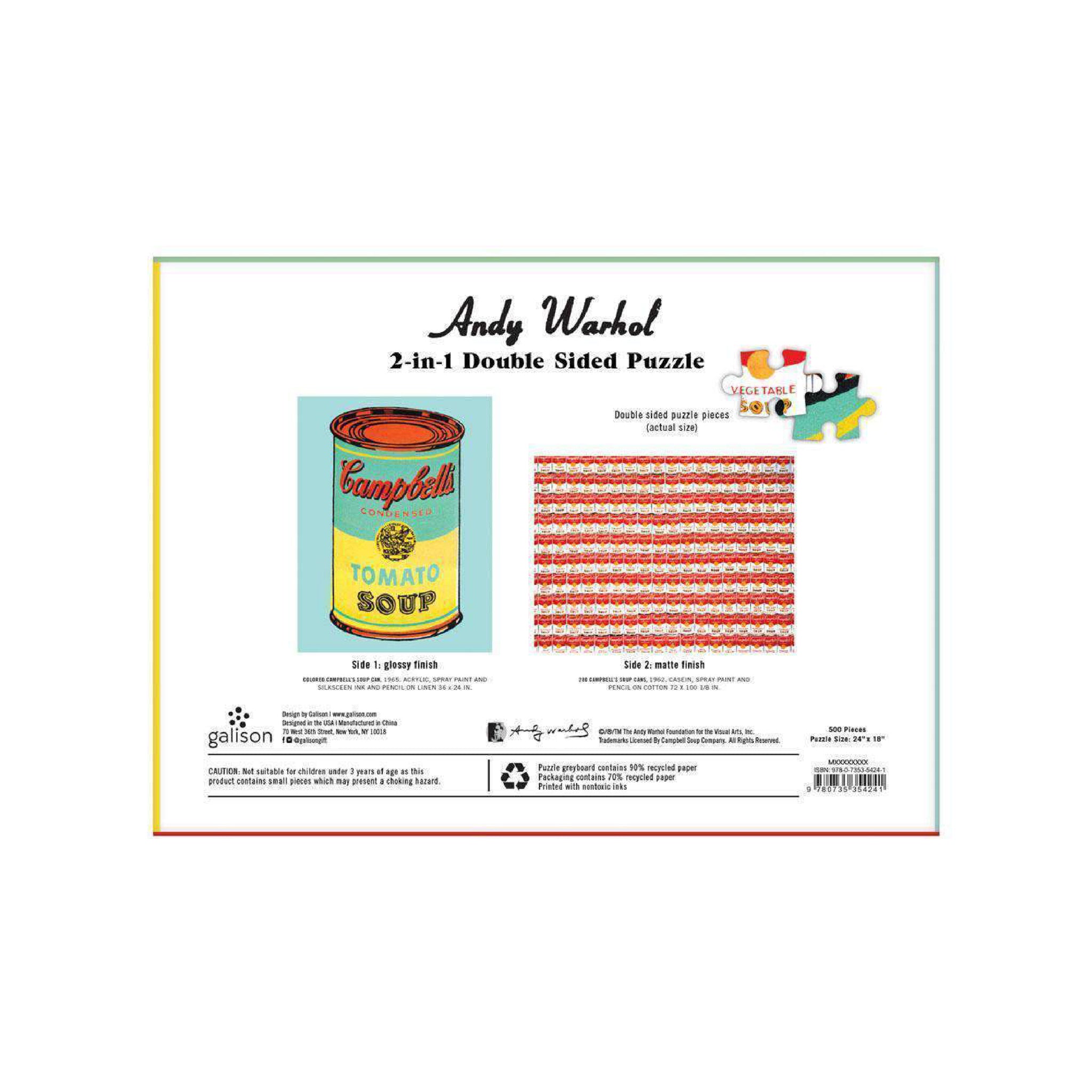 Andy Warhol SOUP CAN Double-Sided 500 Piece Puzzle