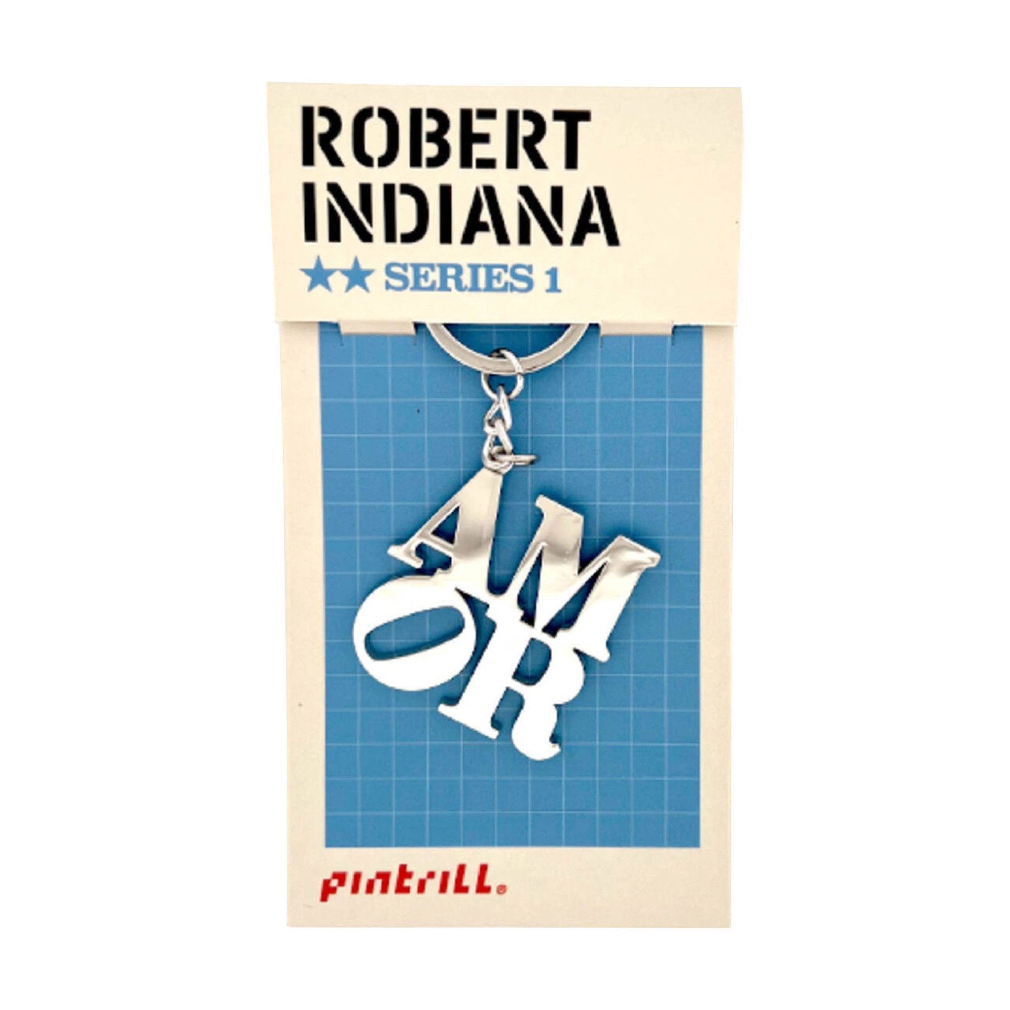 Robert Indiana AMOR Silver Keychain
