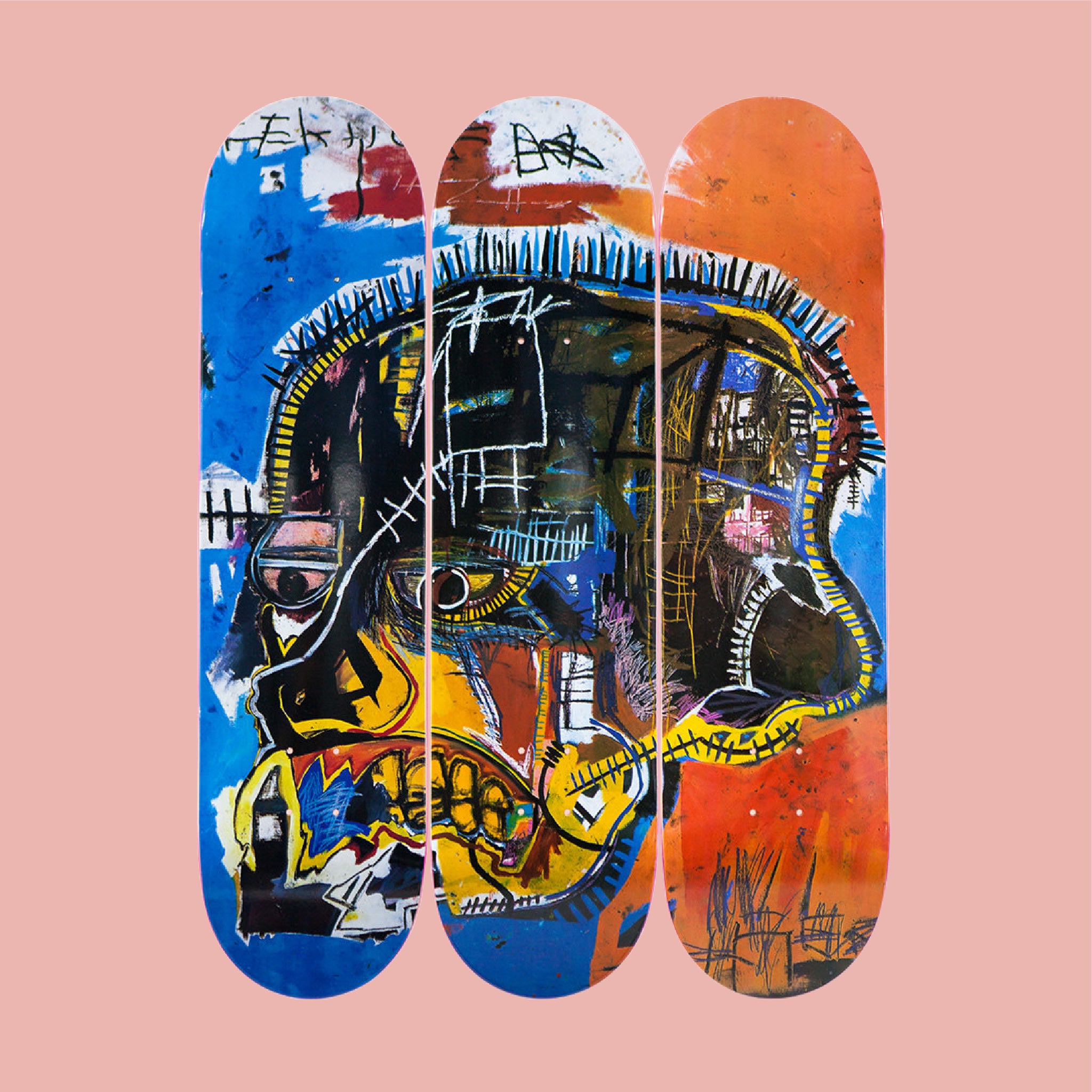 Jean-Michel Basquiat Untitled (Skull) Triptych Skate Deck