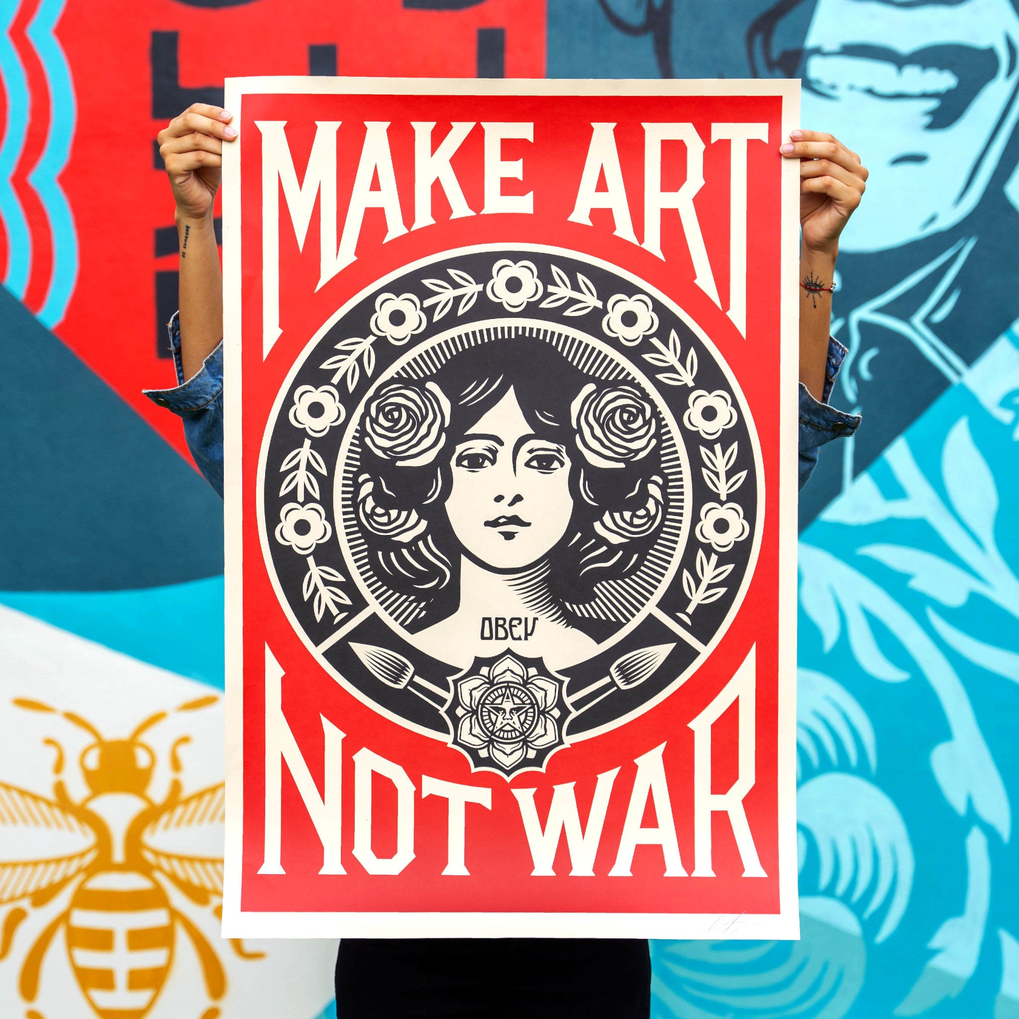 Shepard Fairey Make Art Not War Signed Offset Lithograph - Wynwood Walls Shop