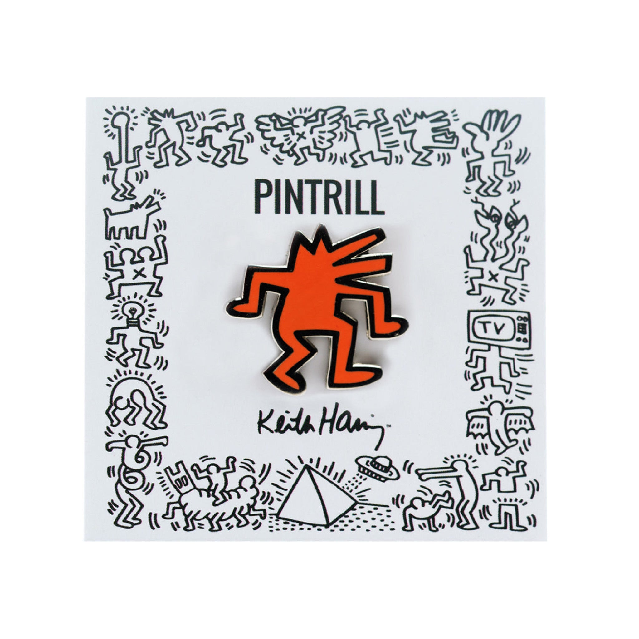 Keith Haring DANCING DOG Orange Pin Secondary image