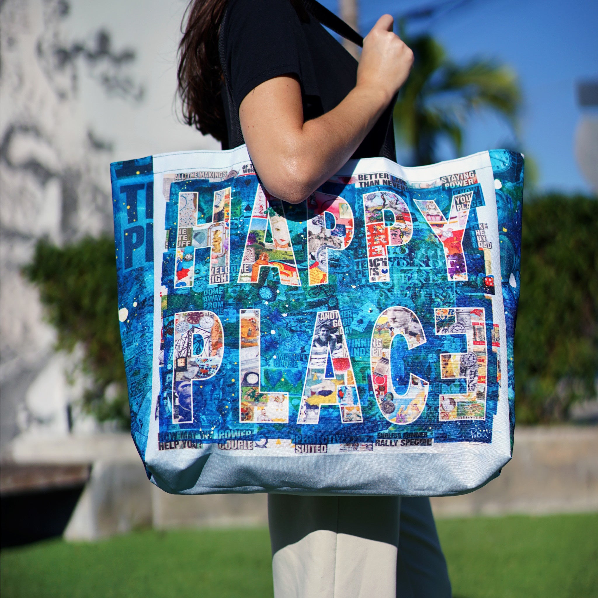 Peter Tunney HAPPY PLACE Large Tote Bag - Wynwood Walls Shop