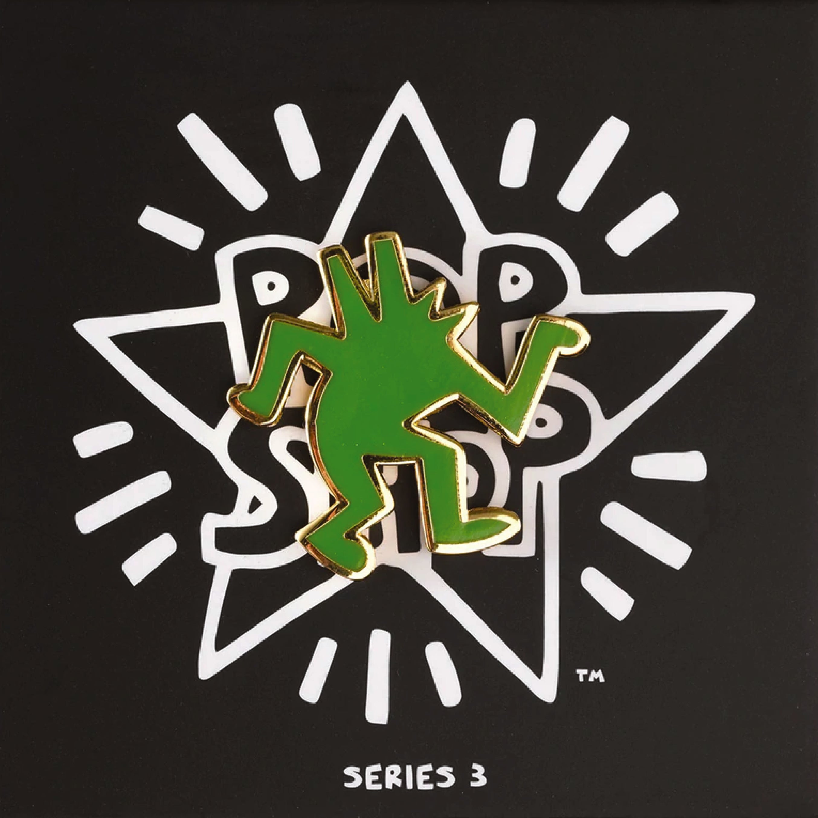 Keith Haring POP SHOP - DANCING DOG Green Pin Secondary image