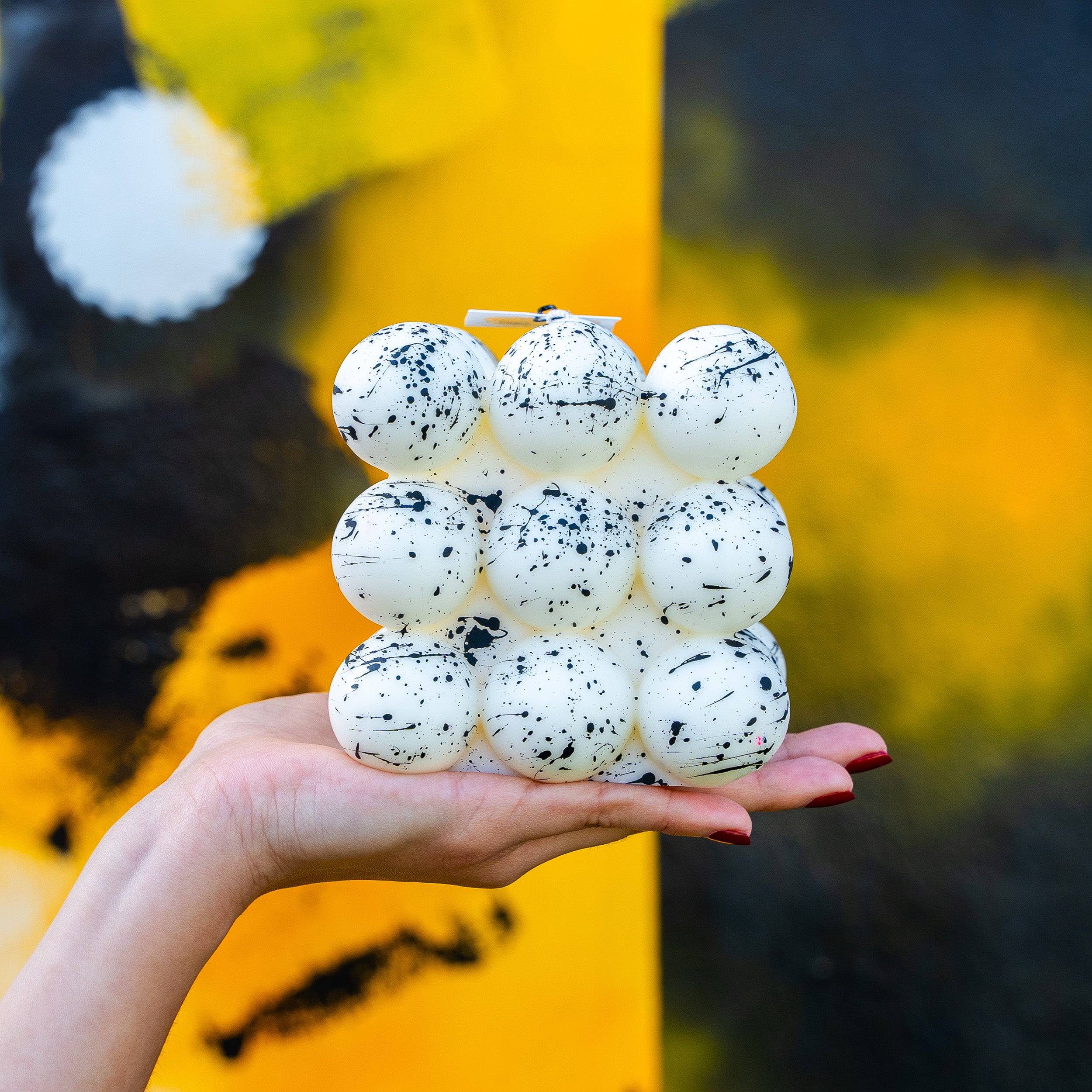 Splattered Bold   Candle - White/Black Secondary image