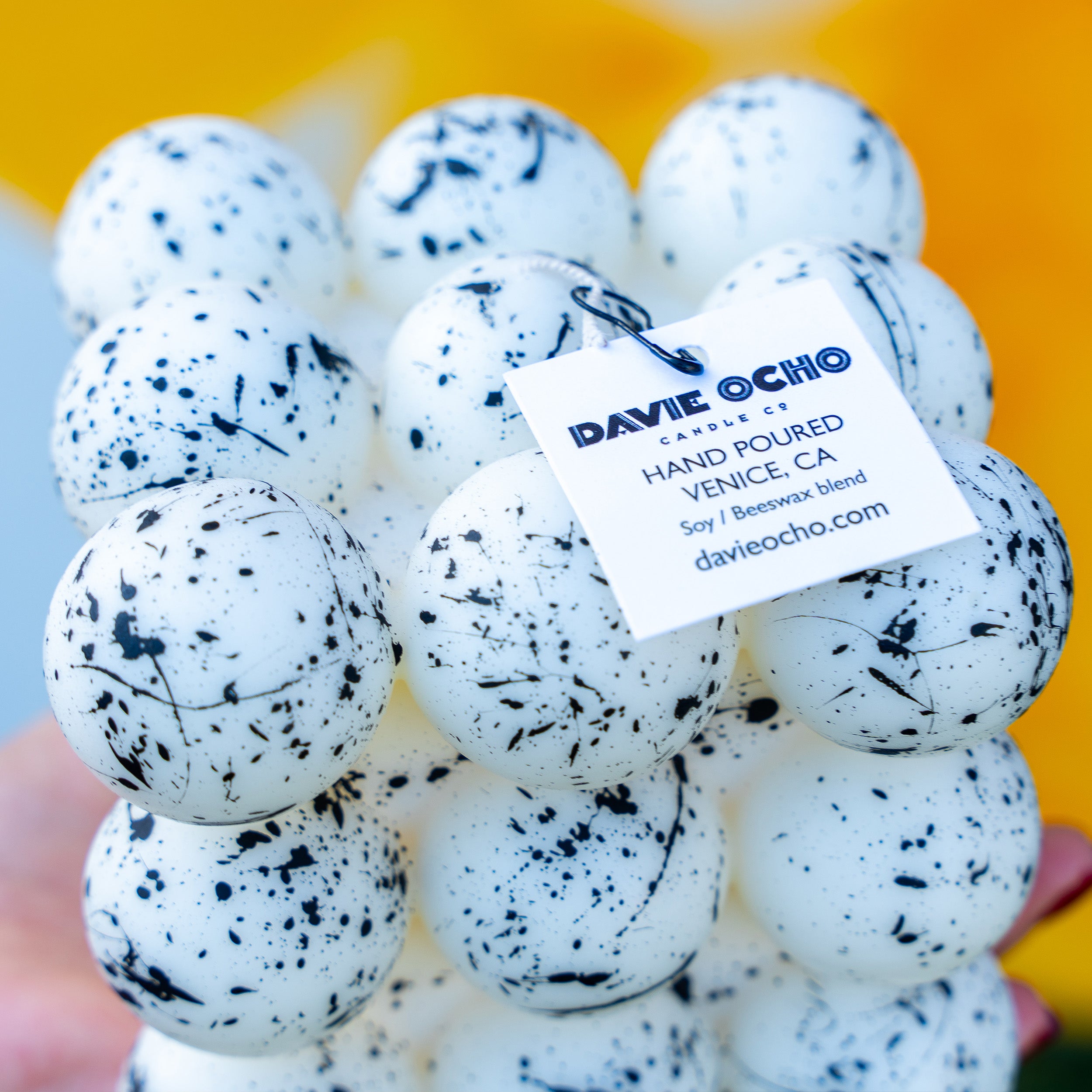 Splattered Bold   Candle - White/Black