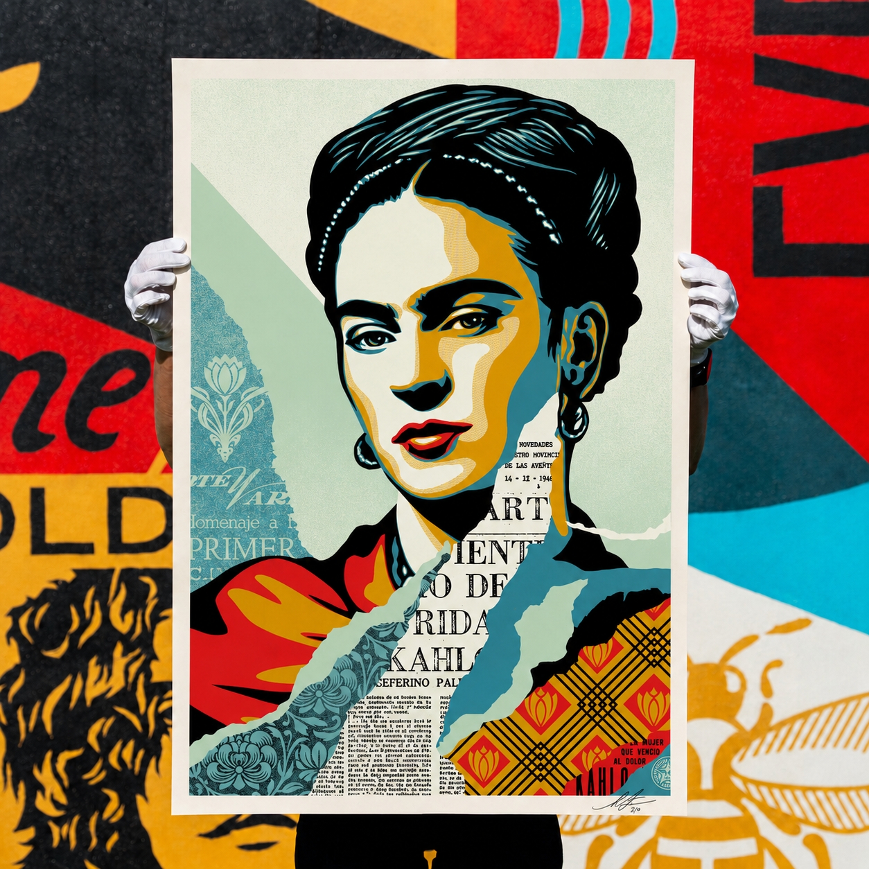 Shepard Fairey THE WOMAN WHO DEFEATED PAIN (Frida Kahlo) Signed Offset Lithograph Secondary image