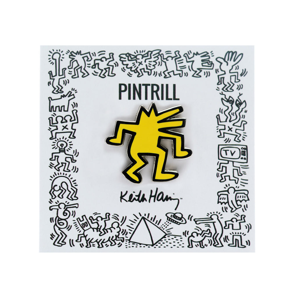 Keith Haring DANCING DOG Yellow Pin